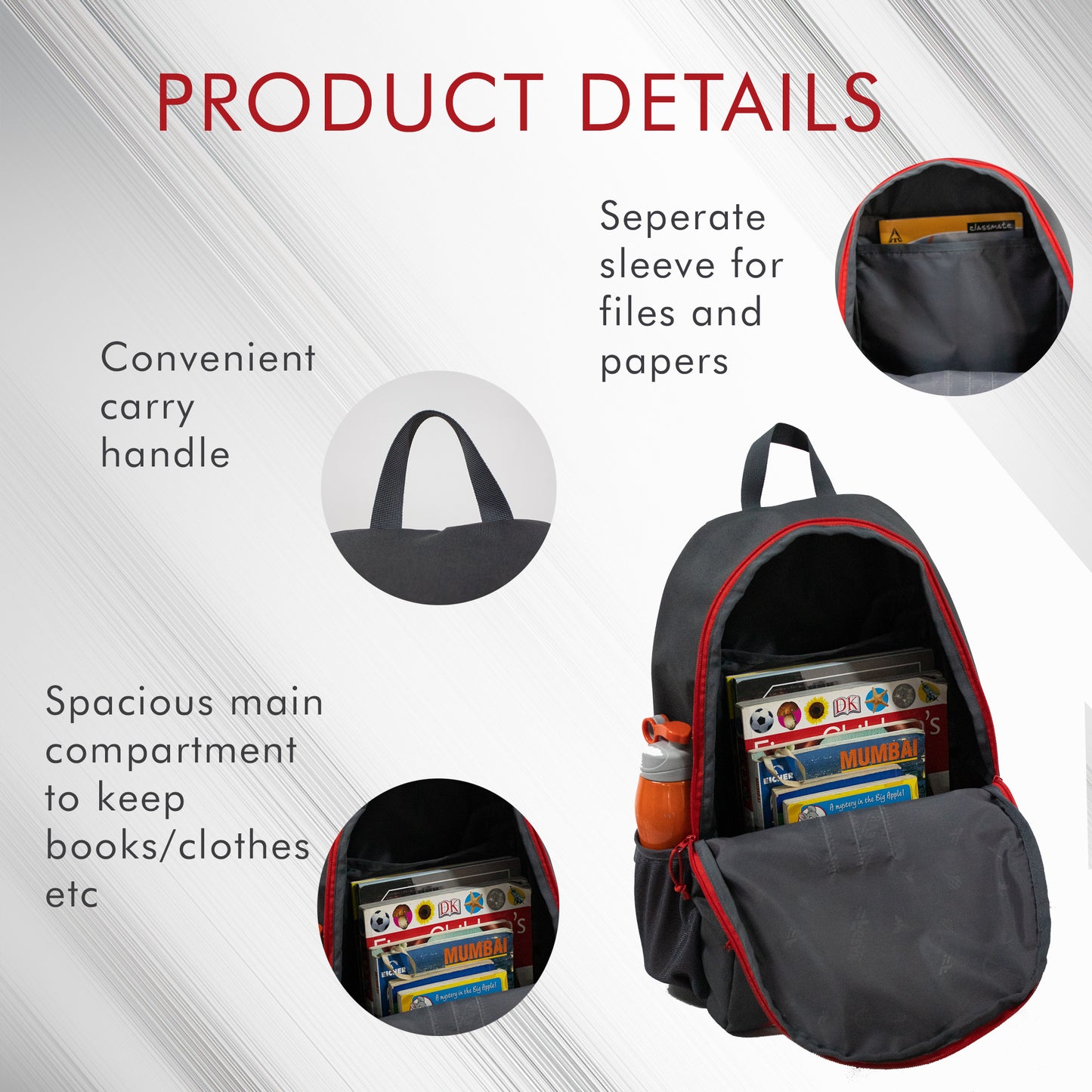 Frontier 25L Grey Red Backpack