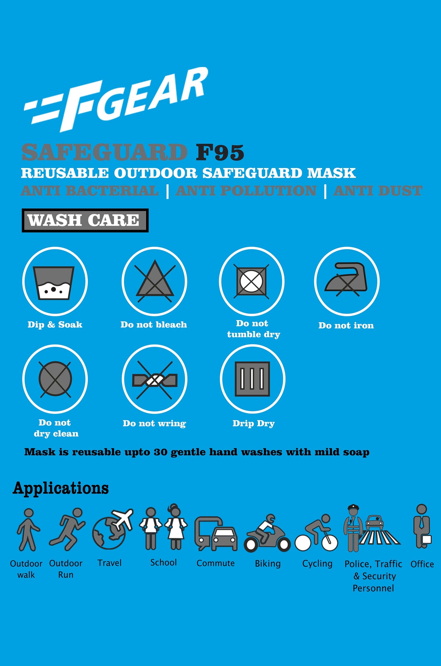 F Gear Safeguard F95 Outdoor Mask (Pack of 7)