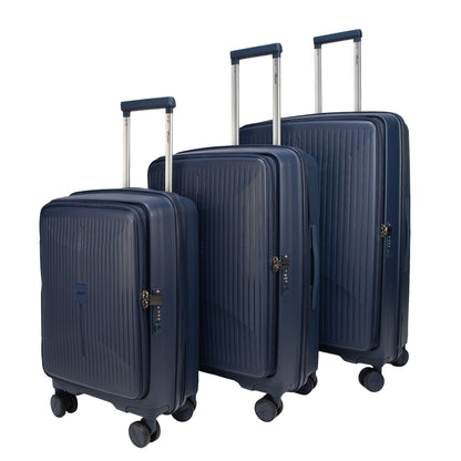 F Gear Myton Front Opening Navy Set of 3 Suitcases