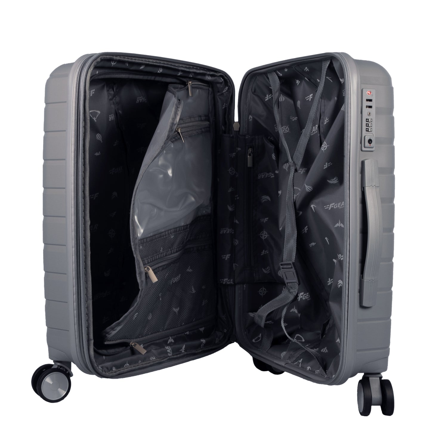 Bastion 20" Light Grey Expandable Small Carry-On Luggage Suitcase