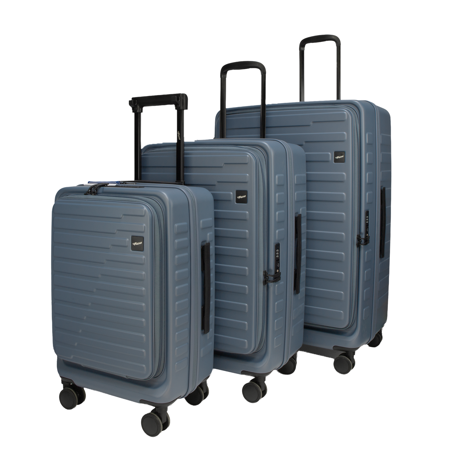 Sedona Front-Opening Strolley Stone Blue Set of 3 Suitcases