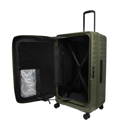 Windsor Army Green 76 cms Large Front Opening Trunk-Style Check-in Strolley with Expander
