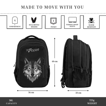 Tobari Black 38L School Backpack