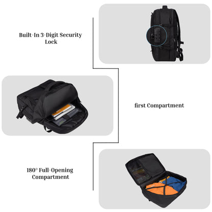 Vetra 40L Black Cabin size Laptop Backpack