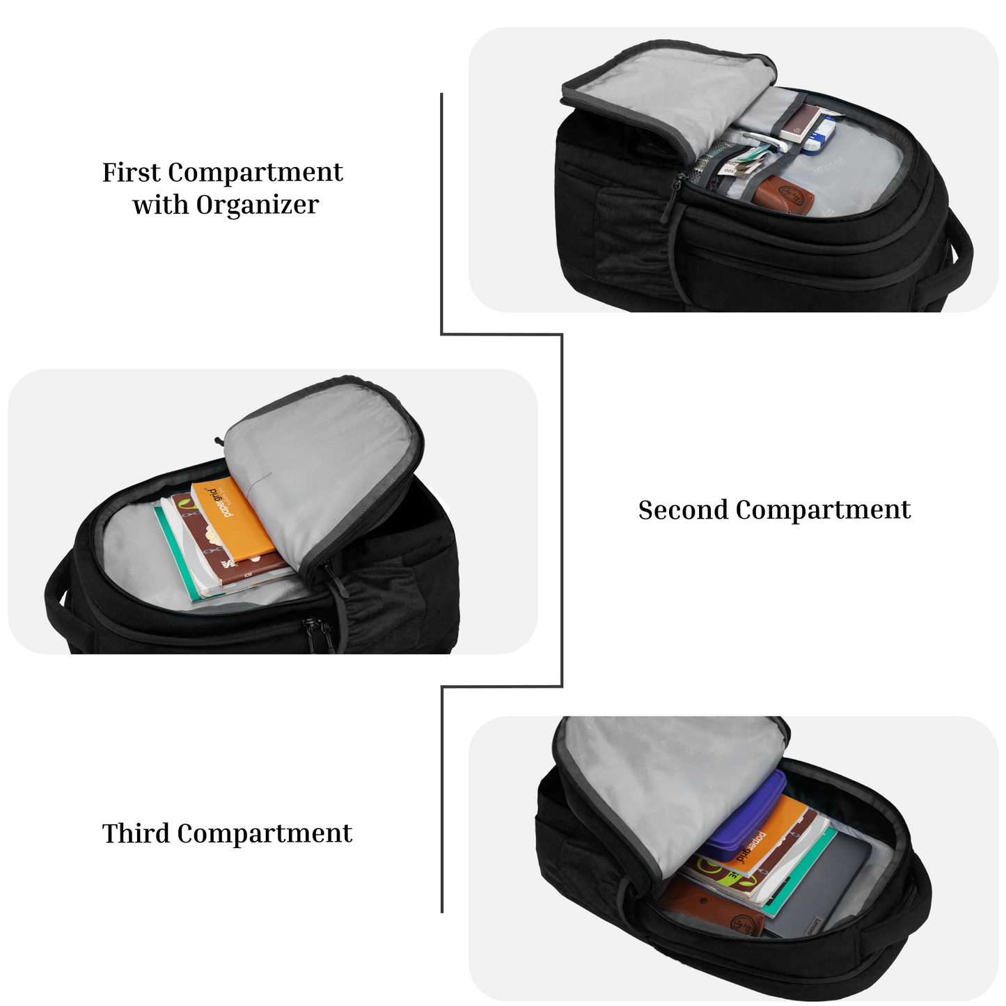 Tobari Black 38L School Backpack