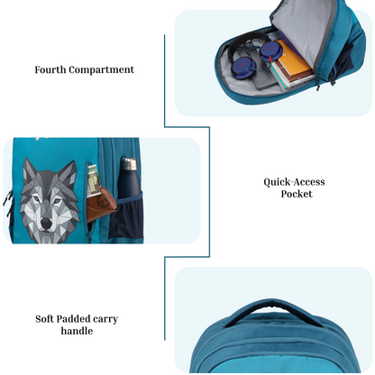 Tobari Aqua Blue 38L School Backpack
