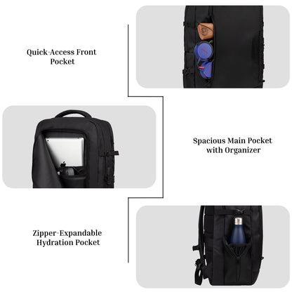 Vetra 40L Black Cabin size Laptop Backpack