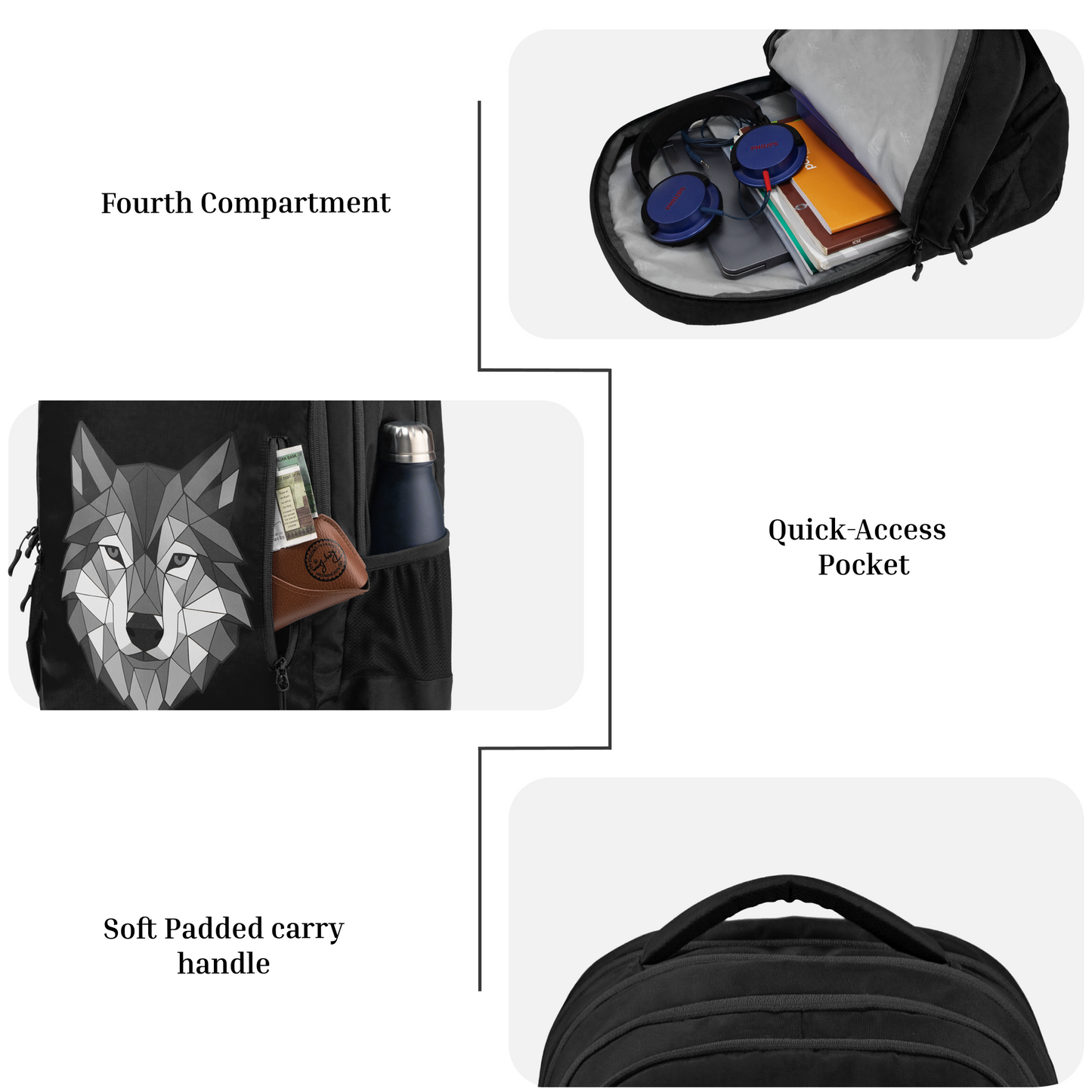 Tobari Black 38L School Backpack