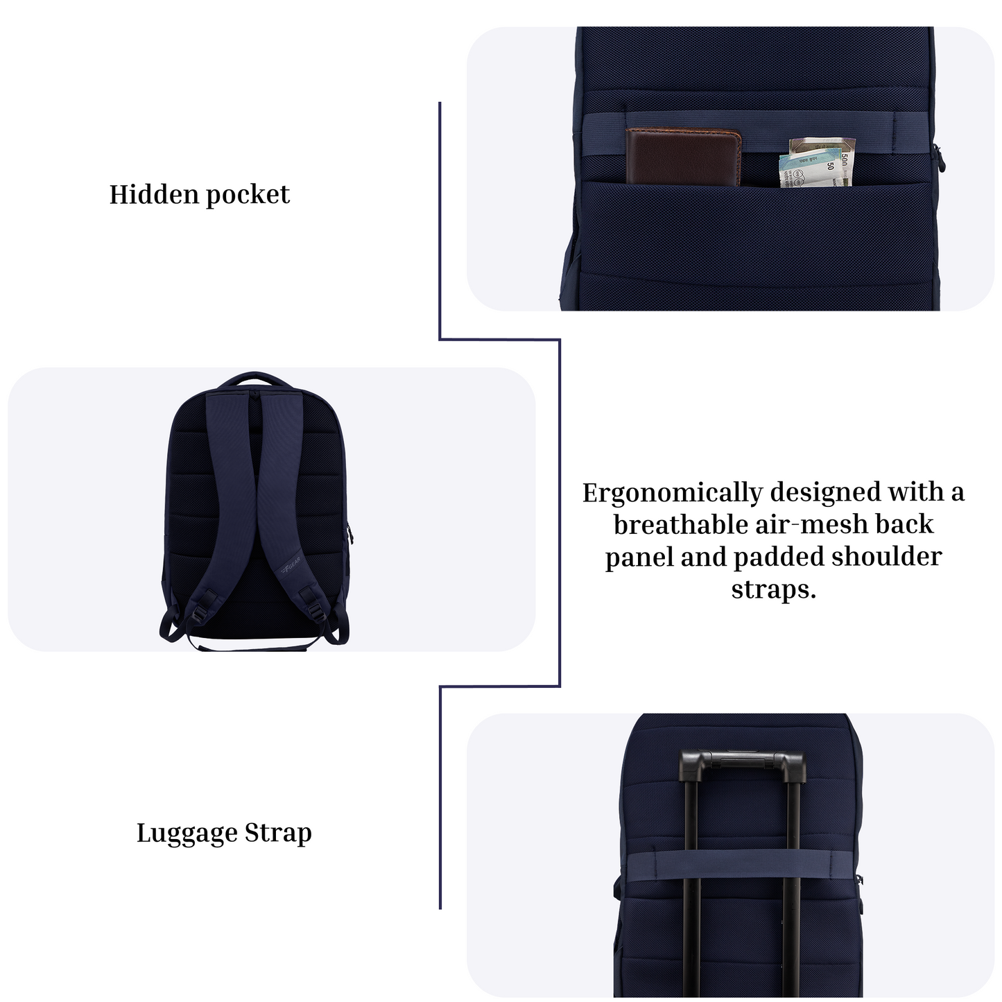 Tobari Navy 38L School Backpack