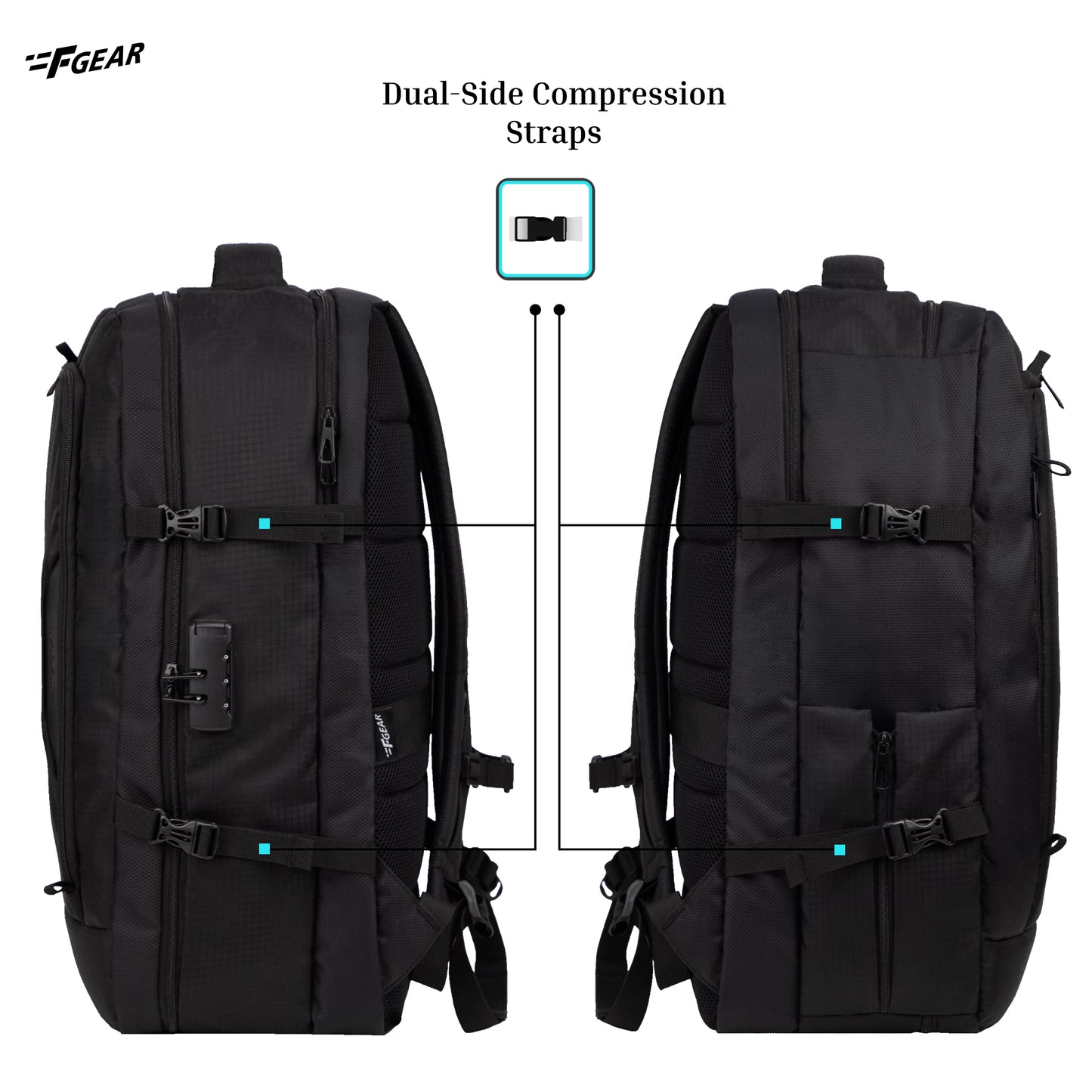 Vetra 40L Black Cabin size Laptop Backpack