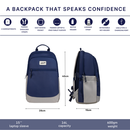 Balanzo 16L Navy Laptop Backpack