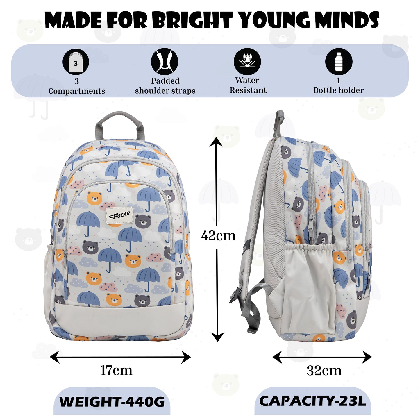 Cosmo Teddy 23L School Backpack