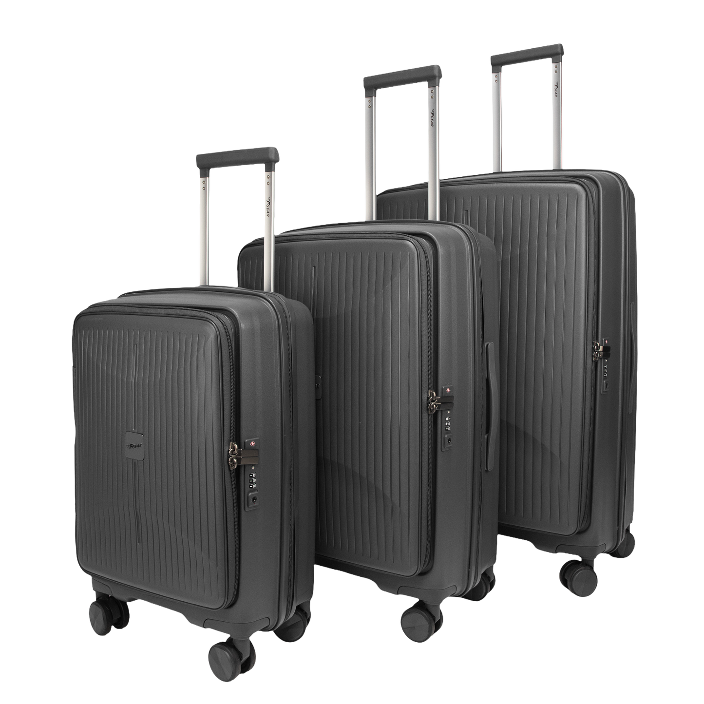 F Gear Myton Front Opening Dark Grey Set of 3 Suitcases
