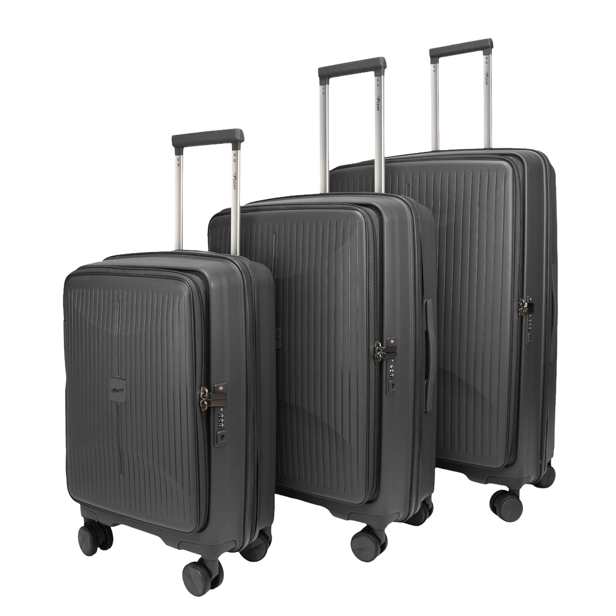 F Gear Myton Front Opening Dark Grey Set of 3 Suitcases