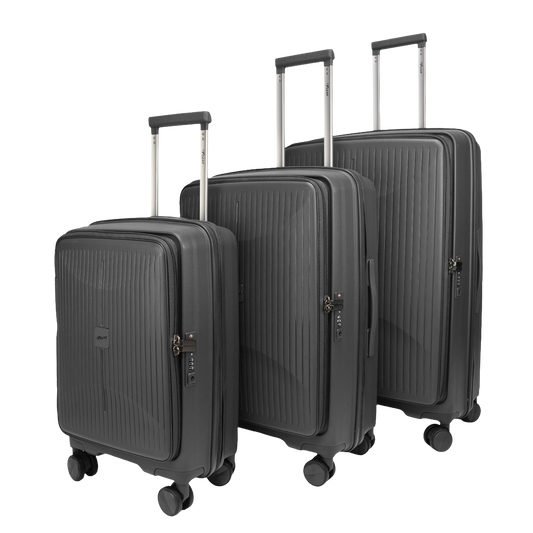 F Gear Myton Front Opening Dark Grey Set of 3 Suitcases