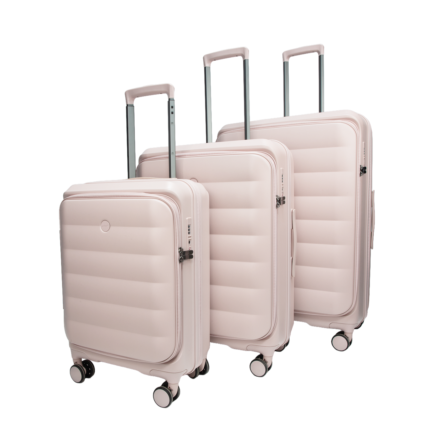 Valencia Front-Opening Strolley Silk Rose Set of 3 Suitcases