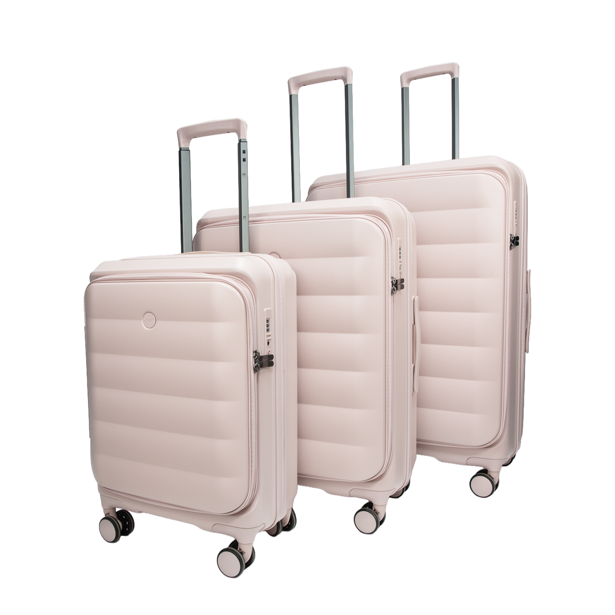 Valencia Front-Opening Strolley Silk Rose Set of 3 Suitcases