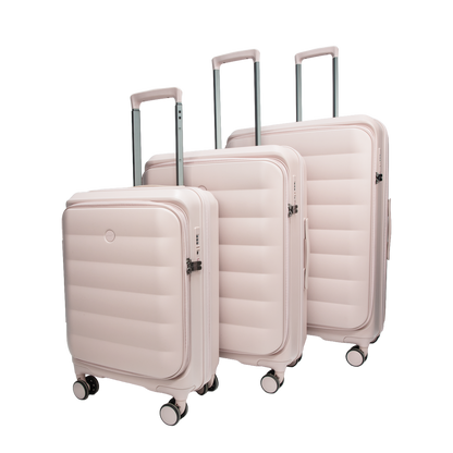 Valencia Front-Opening Strolley Silk Rose Set of 3 Suitcases