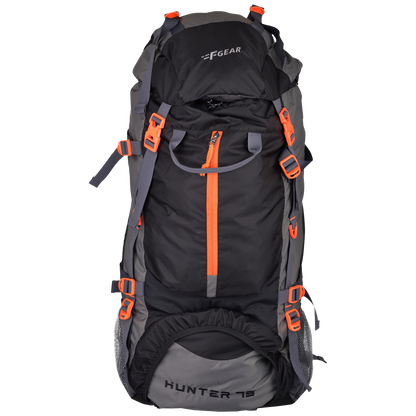 Hunter 75L Black Grey Diamond Rucksack with Raincover