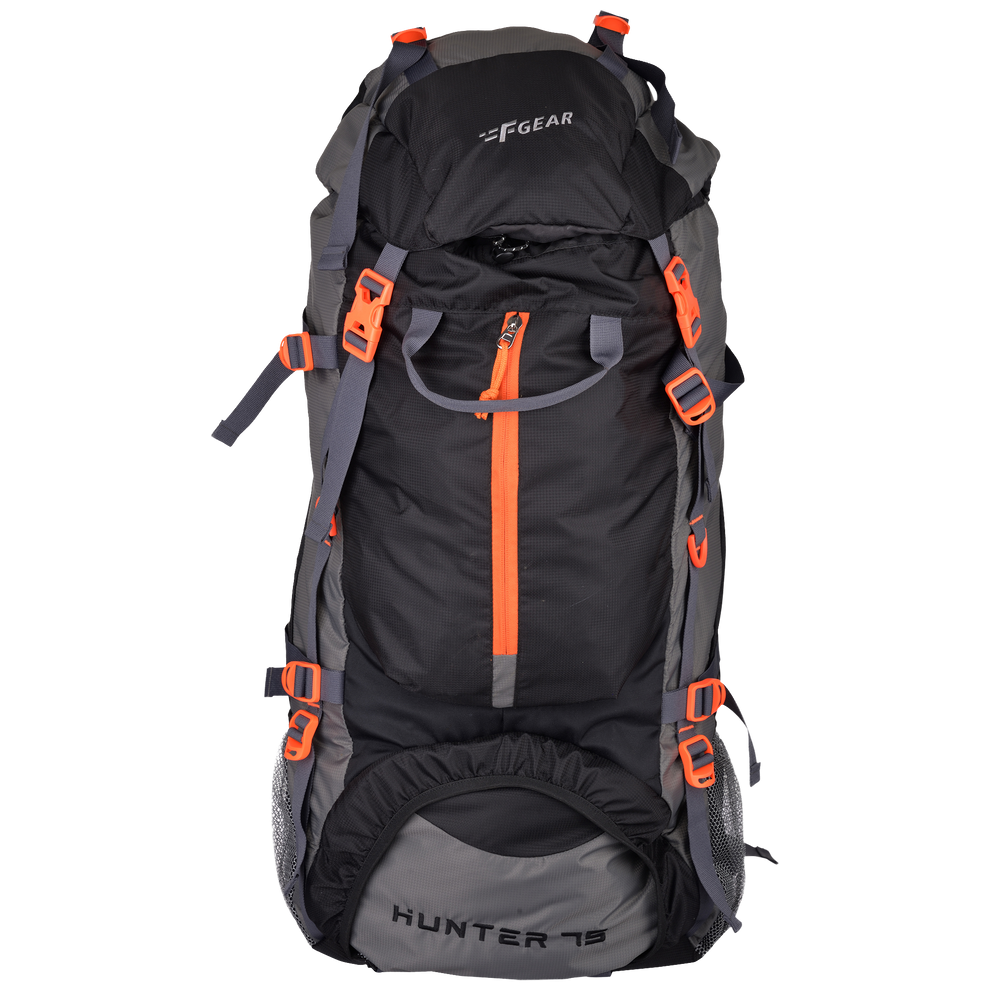 Hunter 75L Black Grey Diamond Rucksack with Raincover – FGEAR.in
