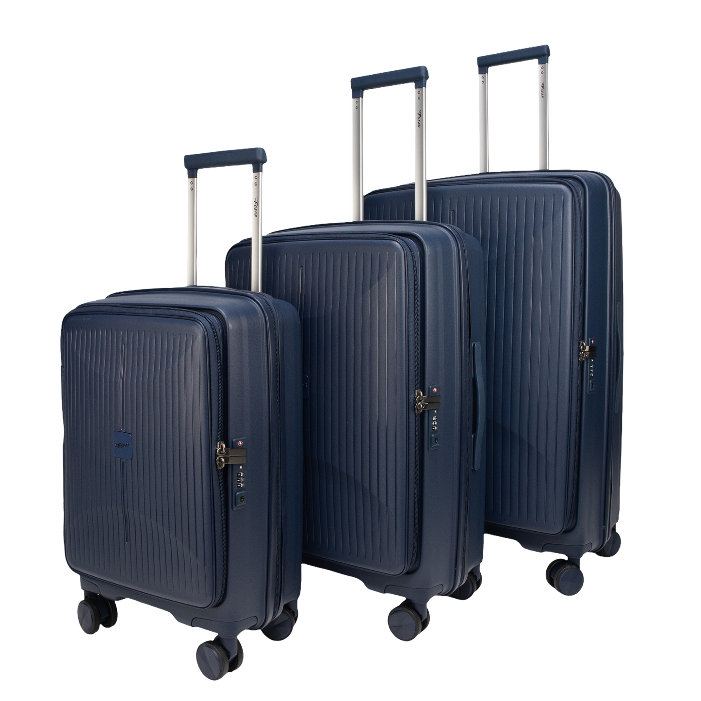 F Gear Myton Front Opening Navy Set of 3 Suitcases