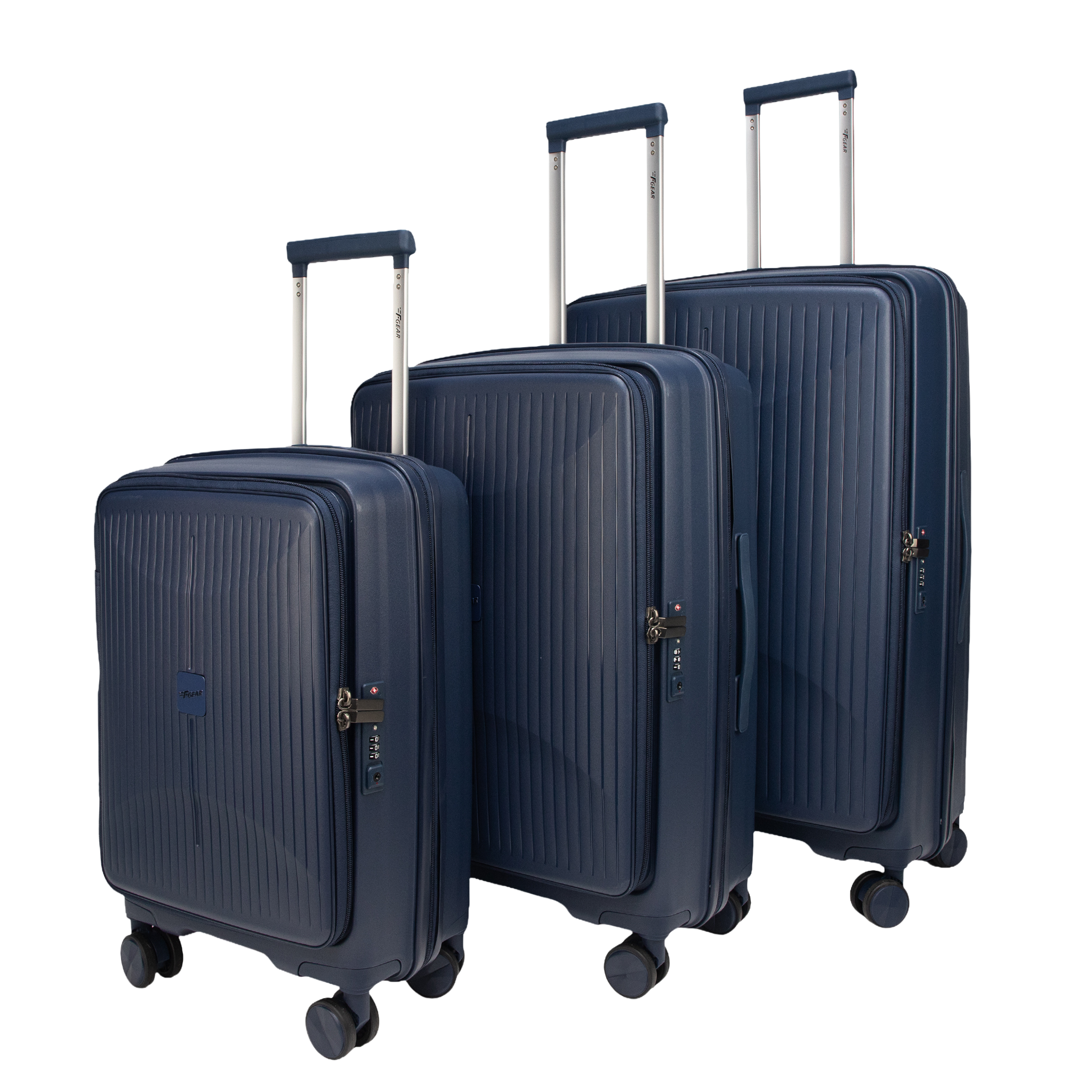 F Gear Myton Front Opening Navy Set of 3 Suitcases