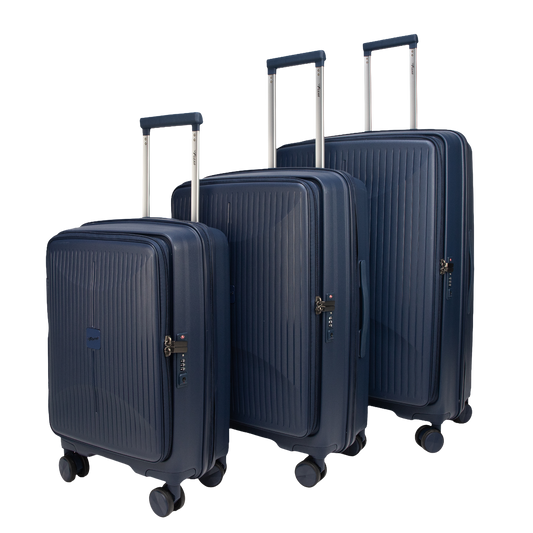 F Gear Myton Front Opening Navy Set of 3 Suitcases