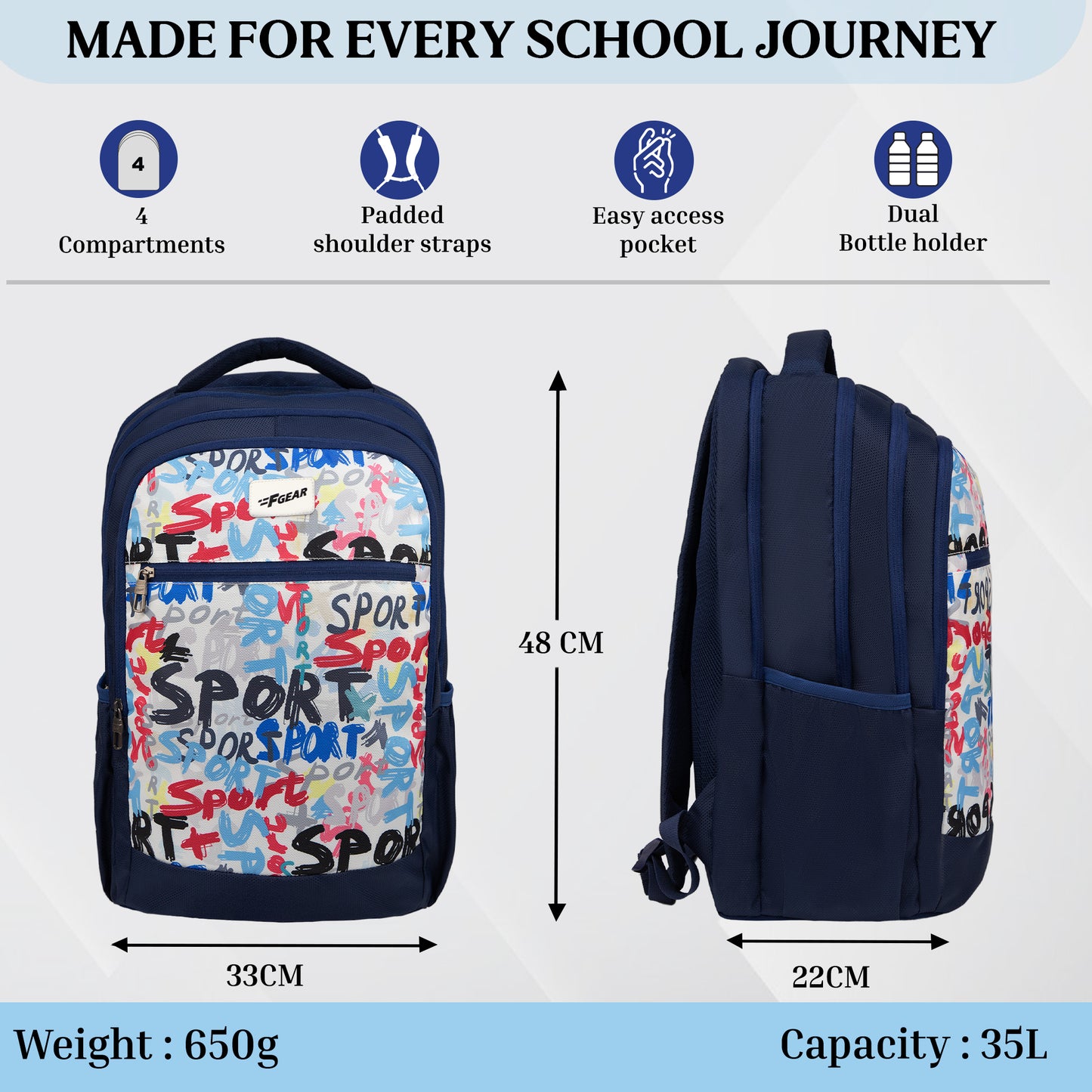 Arashi Navy 35L Backpack