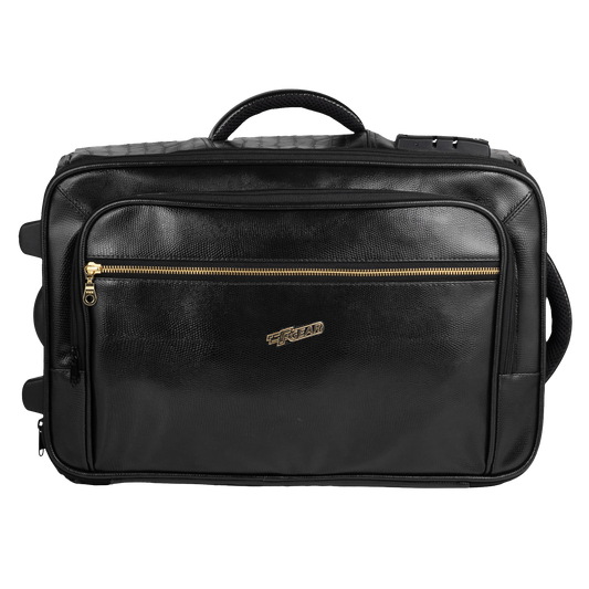 Stargaze 23L Black Vegan Leather Overnighter Pilot Laptop Trolley Case