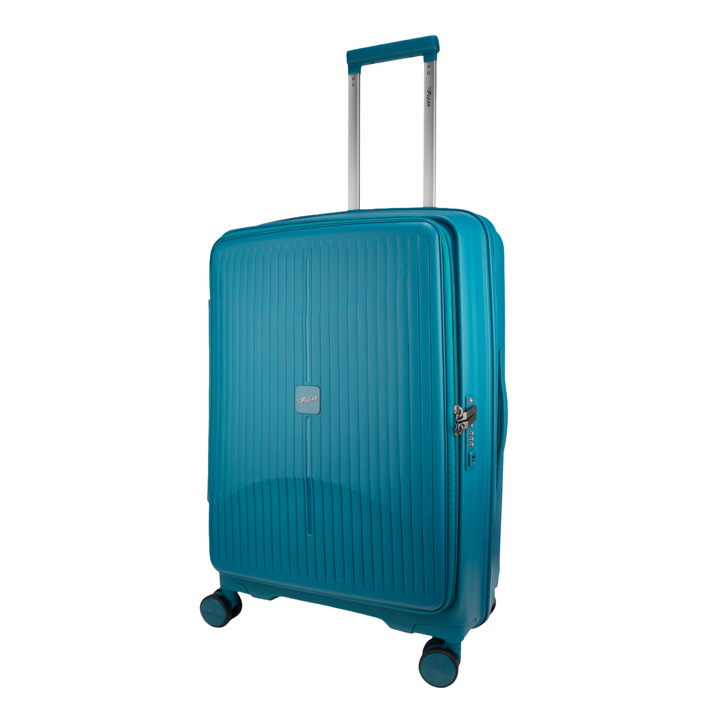 F Gear Myton Medium Front Opening Cyan Blue Check-in Strolley