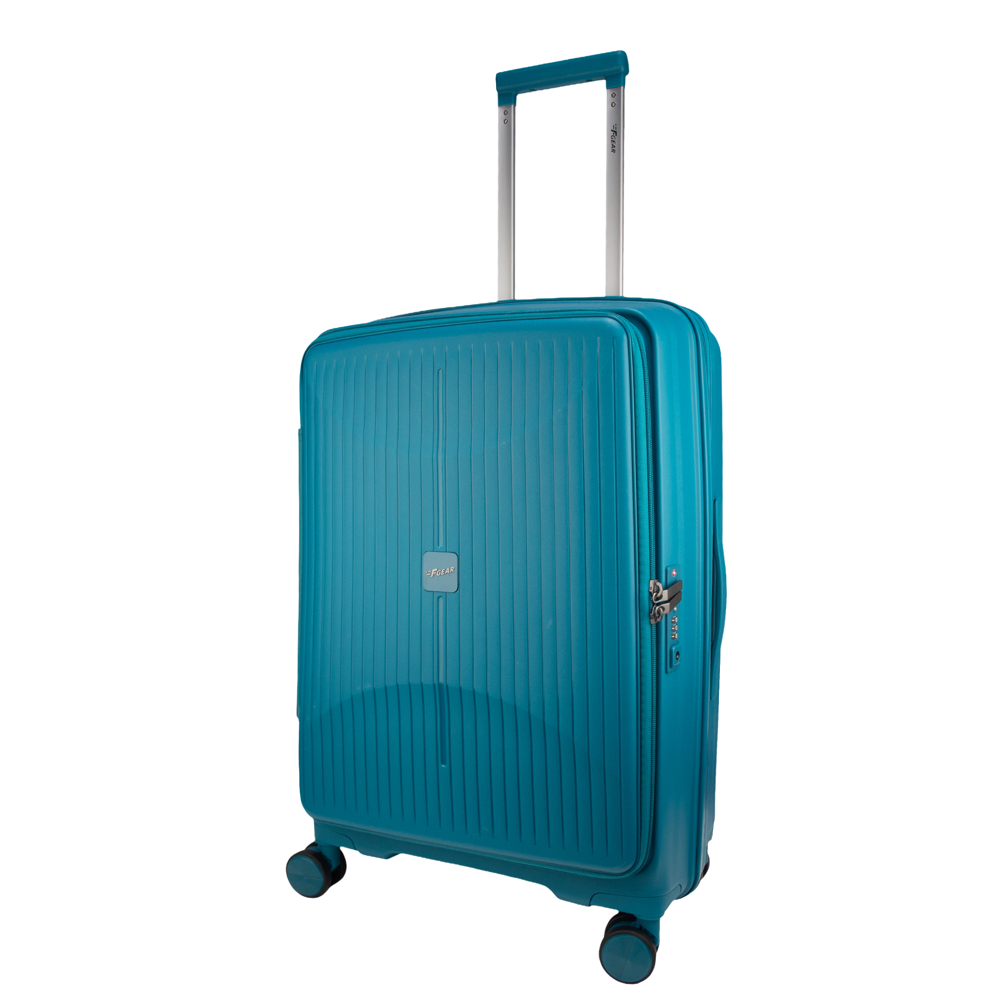 F Gear Myton Medium Front Opening Cyan Blue Check-in Strolley