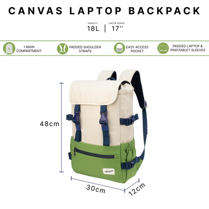Canyon 18L Mint Green White Beige Laptop Backpack