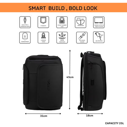 Shadow 25L Black Laptop Backpack