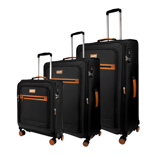 F Gear SoftAir Black Set of 3 Suitcases