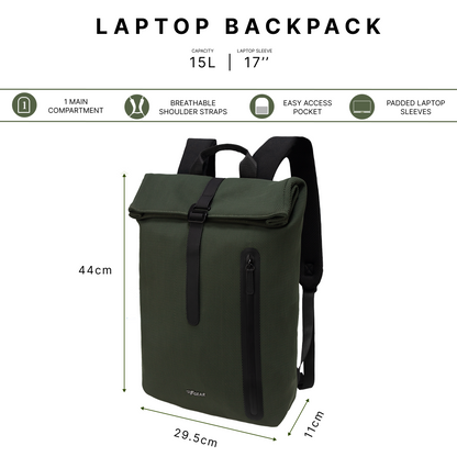 Tavero 15L Green Laptop Backpack