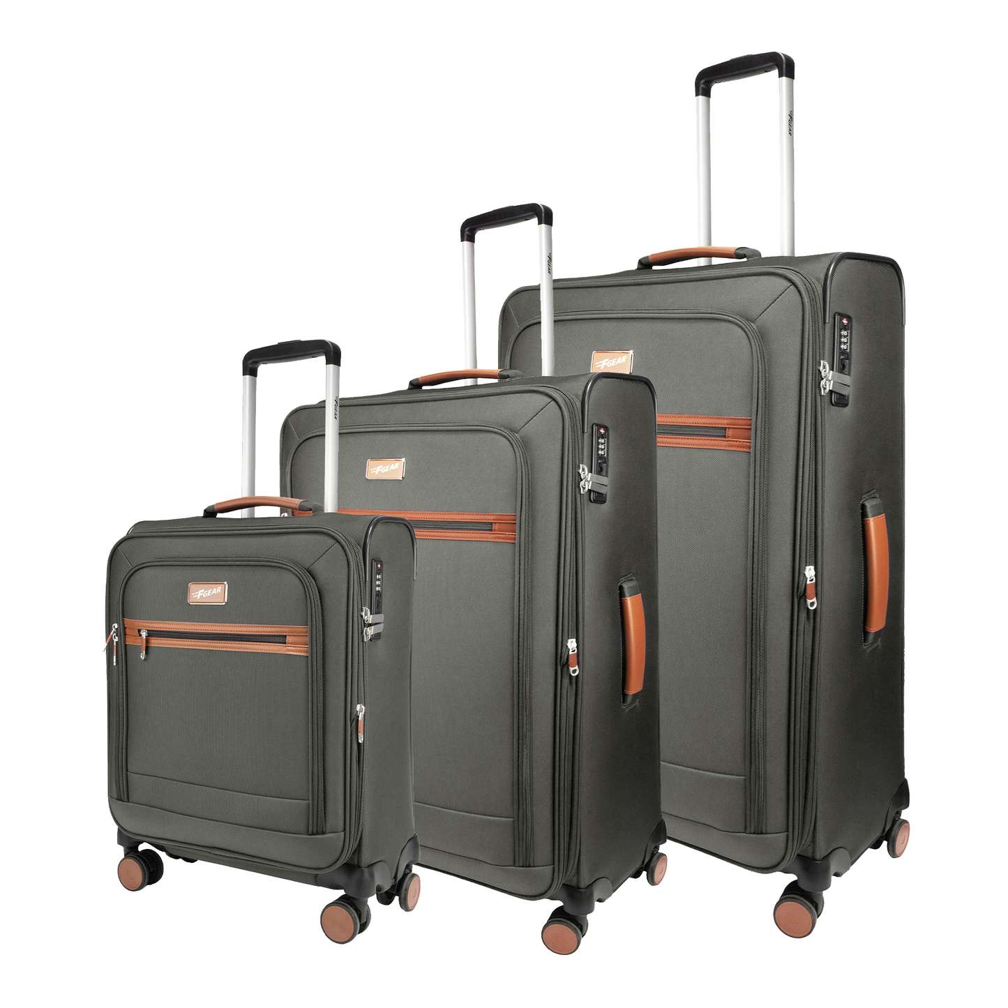 F Gear SoftAir Grey Set of 3 Suitcases