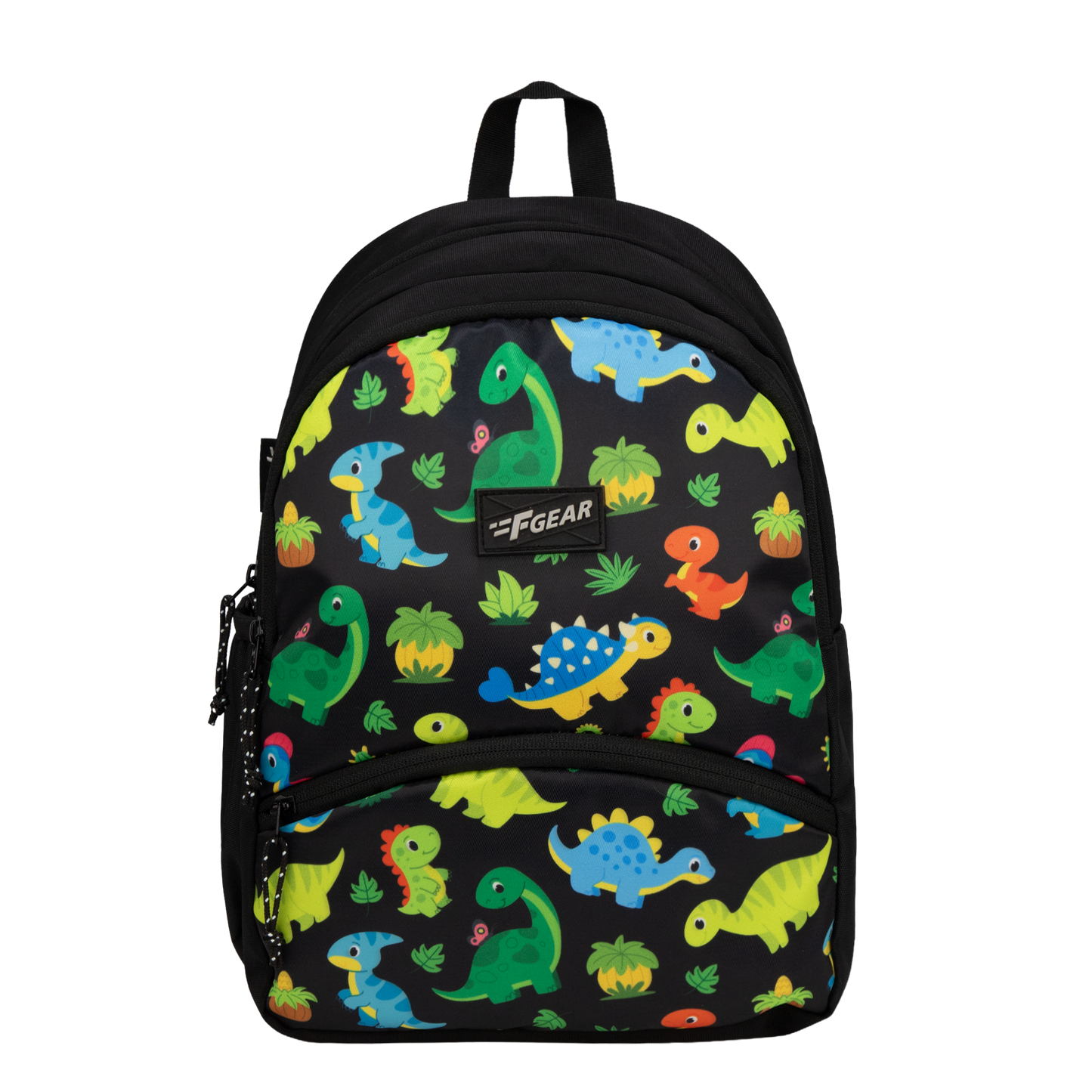 Brio  13L Black Colourful Dino Kids Backpack
