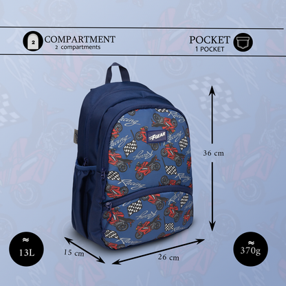 Brio 13L Navy Racing Kids Backpack