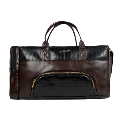 Jesko 26L Black Tan Vegan Leather Travel Duffle