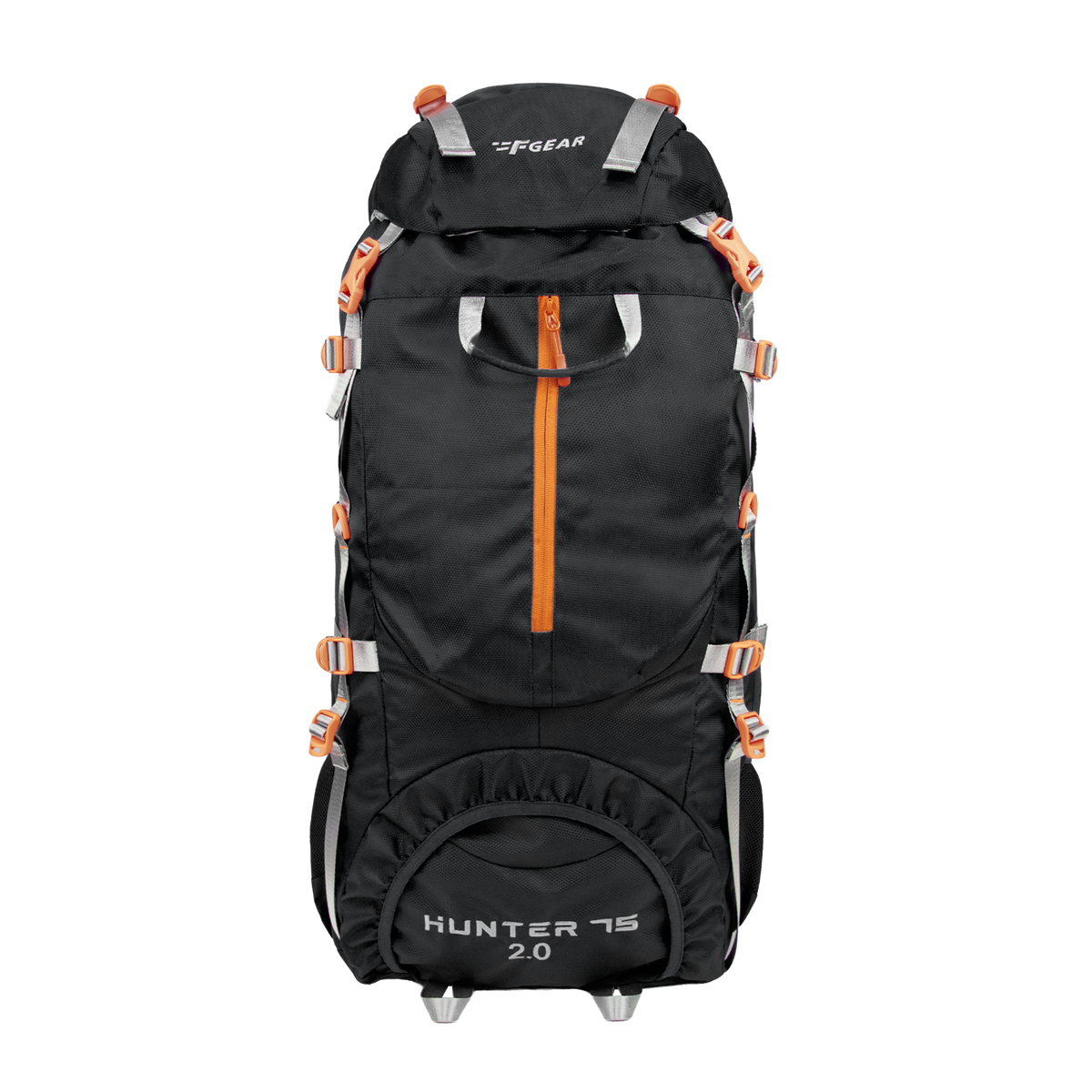 F Gear Hunter 75 2.0 Black 75L Rucksack Trekking Backpack with Inbuilt Rain Cover