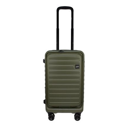 Windsor Army Green 56 cms Small Front Opening Trunk-Style Cabin Strolley with Laptop & Tablet Sleeves & Expander