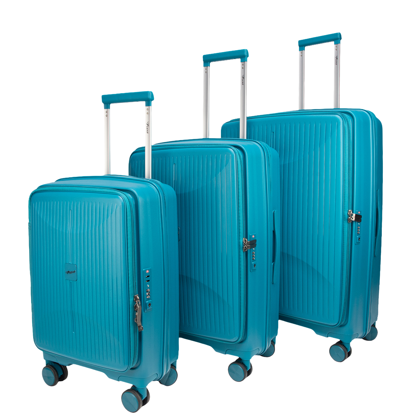F Gear Myton Front Opening Cyan Blue Set of 3 Suitcases