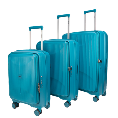 F Gear Myton Front Opening Cyan Blue Set of 3 Suitcases