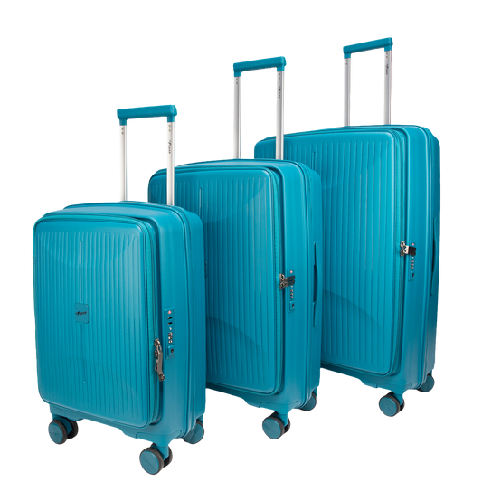 F Gear Myton Front Opening Cyan Blue Set of 3 Suitcases