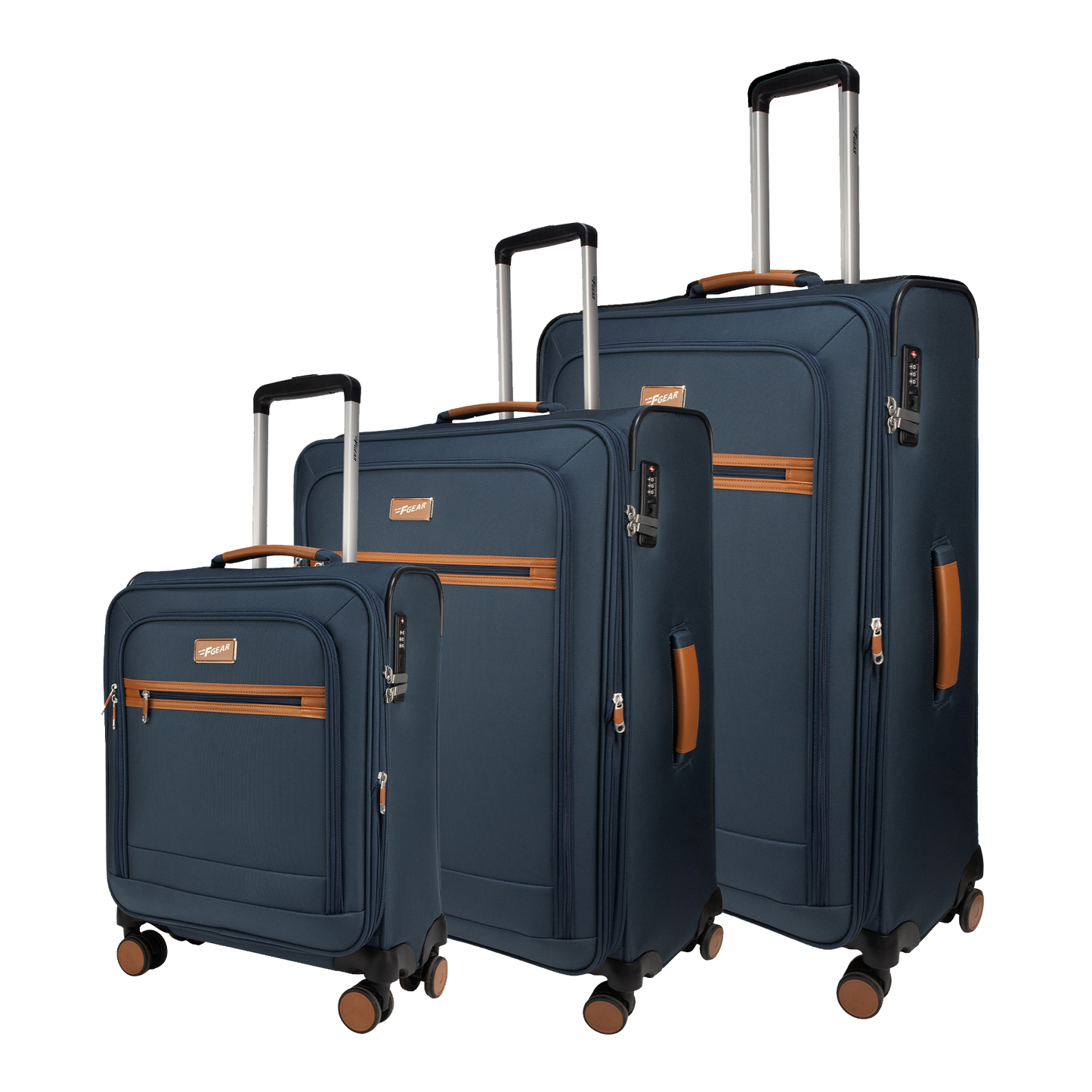 F Gear SoftAir Navy Set of 3 Suitcases
