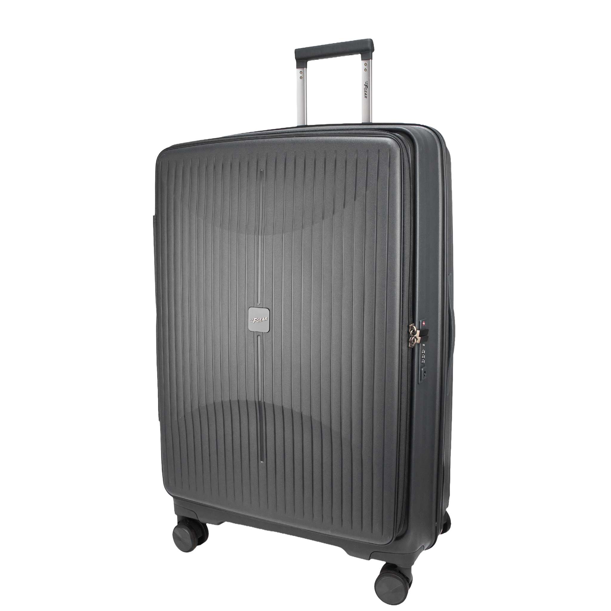 F Gear Myton Large Front Opening Dark Grey Check-in Strolley