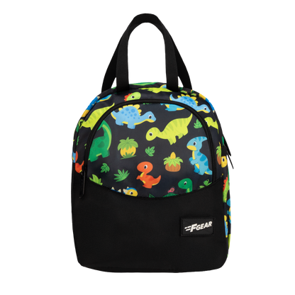Cibo 9L Black Colourful Dino Lunch Bag