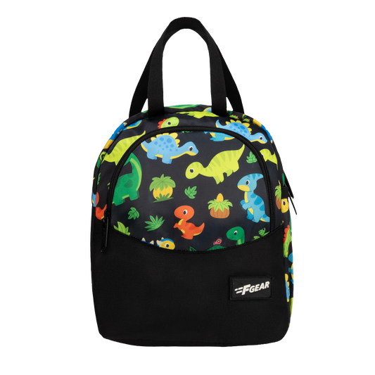 Cibo 9L Black Colourful Dino Lunch Bag