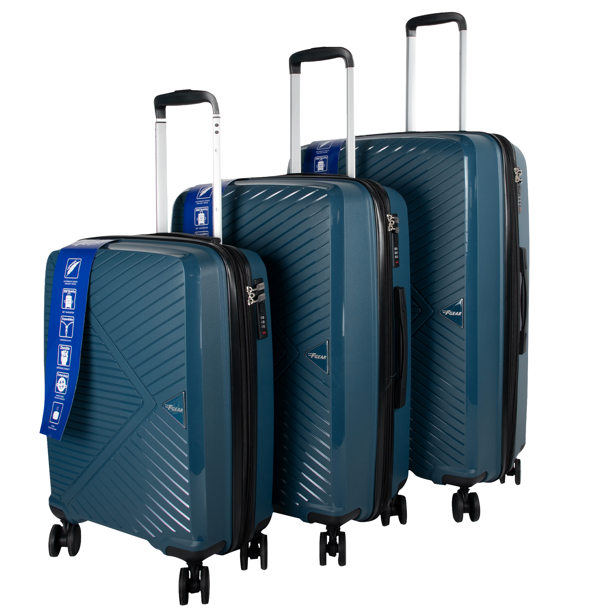 Goliath Peacock Blue Expandable Cabin Suitcase Set of – F