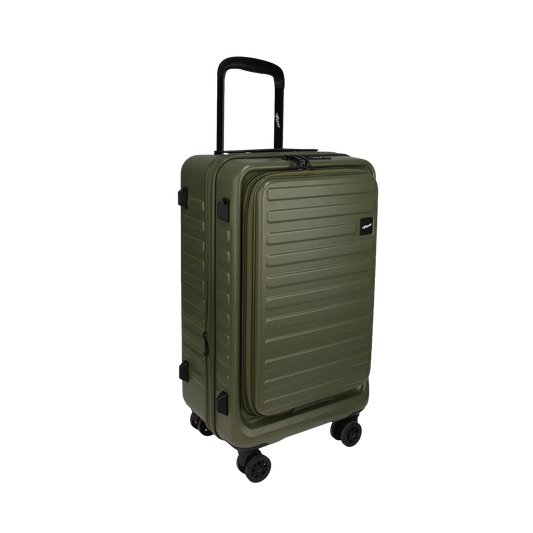 Windsor Army Green 56 cms Small Front Opening Trunk-Style Cabin Strolley with Laptop & Tablet Sleeves & Expander
